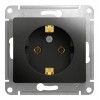 Розетка SYSTEME ELECTRIC GLOSSA, скрытый монтаж, с заземлением, антрацит