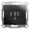 Розетка 2xUSB SYSTEME ELECTRIC GLOSSA, антрацит