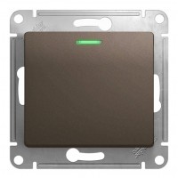 Выключатель 1-клавишный SYSTEME ELECTRIC GLOSSA, с подсветкой, скрытый монтаж, шоколад
