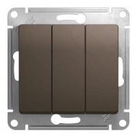 Выключатель 3-клавишный SYSTEME ELECTRIC GLOSSA, скрытый монтаж, шоколад