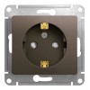 Розетка SYSTEME ELECTRIC GLOSSA, скрытый монтаж, с заземлением, со шторками, шоколад