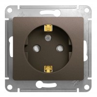 Розетка SYSTEME ELECTRIC GLOSSA, скрытый монтаж, с заземлением, со шторками, шоколад