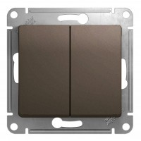 Выключатель 2-клавишный SYSTEME ELECTRIC GLOSSA, скрытый монтаж, шоколад