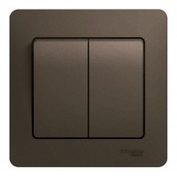 Выключатель 2-клавишный SYSTEME ELECTRIC GLOSSA, скрытый монтаж, шоколад