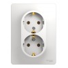 Розетка двухместная SYSTEME ELECTRIC GLOSSA, скрытый монтаж, с заземлением, белый