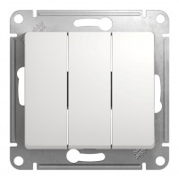 Выключатель 3-клавишный SYSTEME ELECTRIC GLOSSA, скрытый монтаж, белый