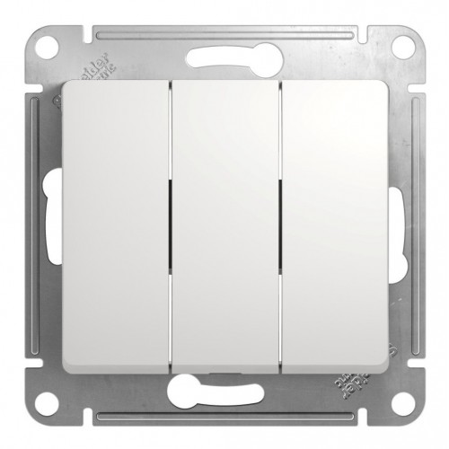 Выключатель 3-клавишный SYSTEME ELECTRIC GLOSSA, скрытый монтаж, белый