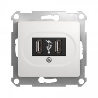 Розетка 2xUSB SYSTEME ELECTRIC GLOSSA, белый