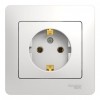 Розетка SYSTEME ELECTRIC GLOSSA, скрытый монтаж, с заземлением, белый