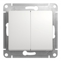 Переключатель 2-клавишный SYSTEME ELECTRIC GLOSSA, скрытый монтаж, белый
