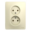 Розетка двухместная SYSTEME ELECTRIC GLOSSA, скрытый монтаж, без заземления, бежевый