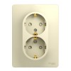 Розетка двухместная SYSTEME ELECTRIC GLOSSA, скрытый монтаж, с заземлением, со шторками, бежевый