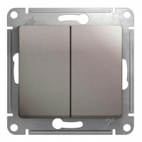 Выключатель 2-клавишный SYSTEME ELECTRIC GLOSSA, скрытый монтаж, платина