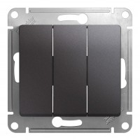 Выключатель 3-клавишный SYSTEME ELECTRIC GLOSSA, скрытый монтаж, графит