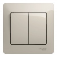 Выключатель 2-клавишный SYSTEME ELECTRIC GLOSSA, скрытый монтаж, молочный
