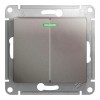 Выключатель 2-клавишный SYSTEME ELECTRIC GLOSSA, с подсветкой, скрытый монтаж, платина