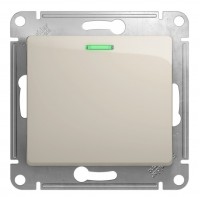Переключатель 1-клавишный SYSTEME ELECTRIC GLOSSA, с подсветкой, скрытый монтаж, молочный
