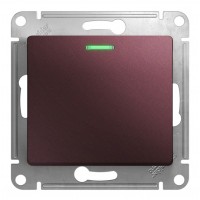 Переключатель 1-клавишный SYSTEME ELECTRIC GLOSSA, с подсветкой, скрытый монтаж, баклажановый