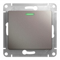 Выключатель 1-клавишный SYSTEME ELECTRIC GLOSSA, с подсветкой, скрытый монтаж, платина