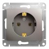 Розетка SYSTEME ELECTRIC GLOSSA, скрытый монтаж, с заземлением, платина
