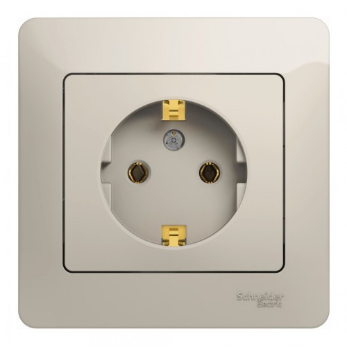 Розетка SYSTEME ELECTRIC GLOSSA, скрытый монтаж, с заземлением, молочный