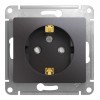 Розетка SYSTEME ELECTRIC GLOSSA, скрытый монтаж, с заземлением, со шторками, графит