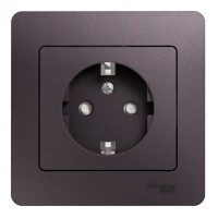 Розетка SYSTEME ELECTRIC GLOSSA, скрытый монтаж, с заземлением, со шторками, сиреневый туман