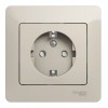 Розетка SYSTEME ELECTRIC GLOSSA, скрытый монтаж, с заземлением, со шторками, молочный