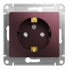 Розетка SYSTEME ELECTRIC GLOSSA, скрытый монтаж, с заземлением, со шторками, баклажановый