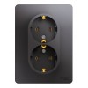 Розетка двухместная SYSTEME ELECTRIC GLOSSA, скрытый монтаж, с заземлением, графит