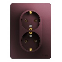 Розетка двухместная SYSTEME ELECTRIC GLOSSA, скрытый монтаж, с заземлением, баклажановый