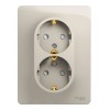 Розетка двухместная SYSTEME ELECTRIC GLOSSA, скрытый монтаж, с заземлением, со шторками, молочный