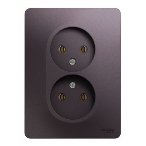Розетка двухместная SYSTEME ELECTRIC GLOSSA, скрытый монтаж, без заземления, сиреневый туман