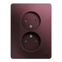 Розетка двухместная SYSTEME ELECTRIC GLOSSA, скрытый монтаж, без заземления, баклажановый