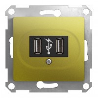 Розетка 2xUSB SYSTEME ELECTRIC GLOSSA, фисташковый