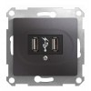 Розетка 2xUSB SYSTEME ELECTRIC GLOSSA, графит