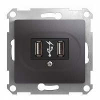 Розетка 2xUSB SYSTEME ELECTRIC GLOSSA, графит