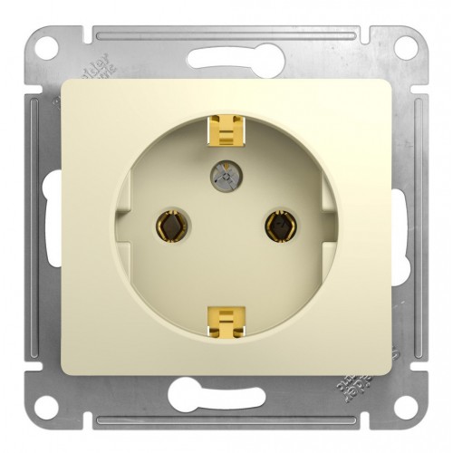 Розетка SYSTEME ELECTRIC GLOSSA, скрытый монтаж, с заземлением, бежевый