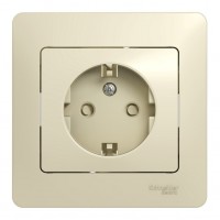 Розетка SYSTEME ELECTRIC GLOSSA, скрытый монтаж, с заземлением, со шторками, бежевый