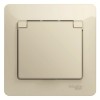 Розетка SYSTEME ELECTRIC GLOSSA, скрытый монтаж, с заземлением, с крышкой, со шторками, бежевый