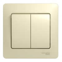 Выключатель 2-клавишный SYSTEME ELECTRIC GLOSSA, скрытый монтаж, бежевый