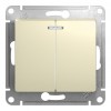 Выключатель 2-клавишный SYSTEME ELECTRIC GLOSSA, с подсветкой, скрытый монтаж, бежевый