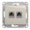 Розетка 2xRJ11+RJ45 Cat.5 SYSTEME ELECTRIC GLOSSA, молочный