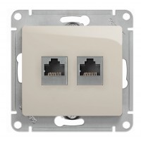 Розетка 2xRJ11+RJ45 Cat.5 SYSTEME ELECTRIC GLOSSA, молочный