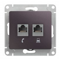 Розетка 2xRJ11+RJ45 Cat.5 SYSTEME ELECTRIC GLOSSA, сиреневый туман