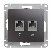 Розетка 2xRJ11+RJ45 Cat.5 SYSTEME ELECTRIC GLOSSA, графит