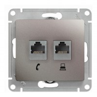 Розетка 2xRJ11+RJ45 Cat.5 SYSTEME ELECTRIC GLOSSA, платина