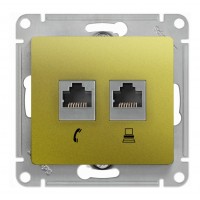 Розетка 2xRJ11+RJ45 Cat.5 SYSTEME ELECTRIC GLOSSA, фисташковый