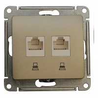 Розетка двойная компьютерная RJ45 Cat.5 SYSTEME ELECTRIC GLOSSA, титан