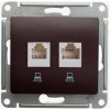 Розетка двойная компьютерная RJ45 Cat.5 SYSTEME ELECTRIC GLOSSA, шоколад